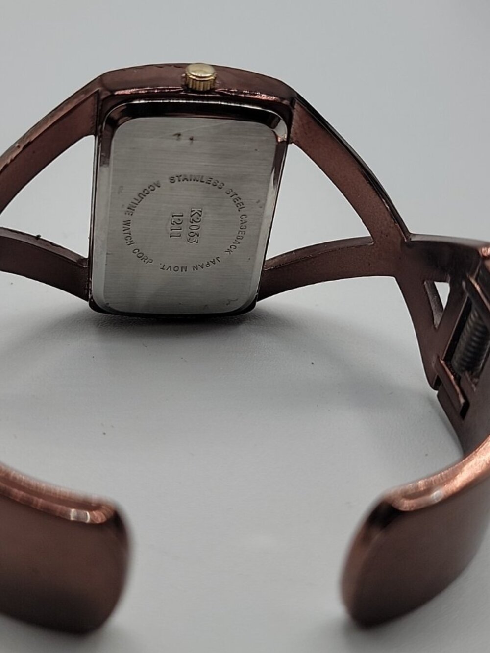 Vivani Ladies Watch Chocolate Open Cuff Bangle Hinge Bracelet Quartz Adjustable - Picture 7 of 8